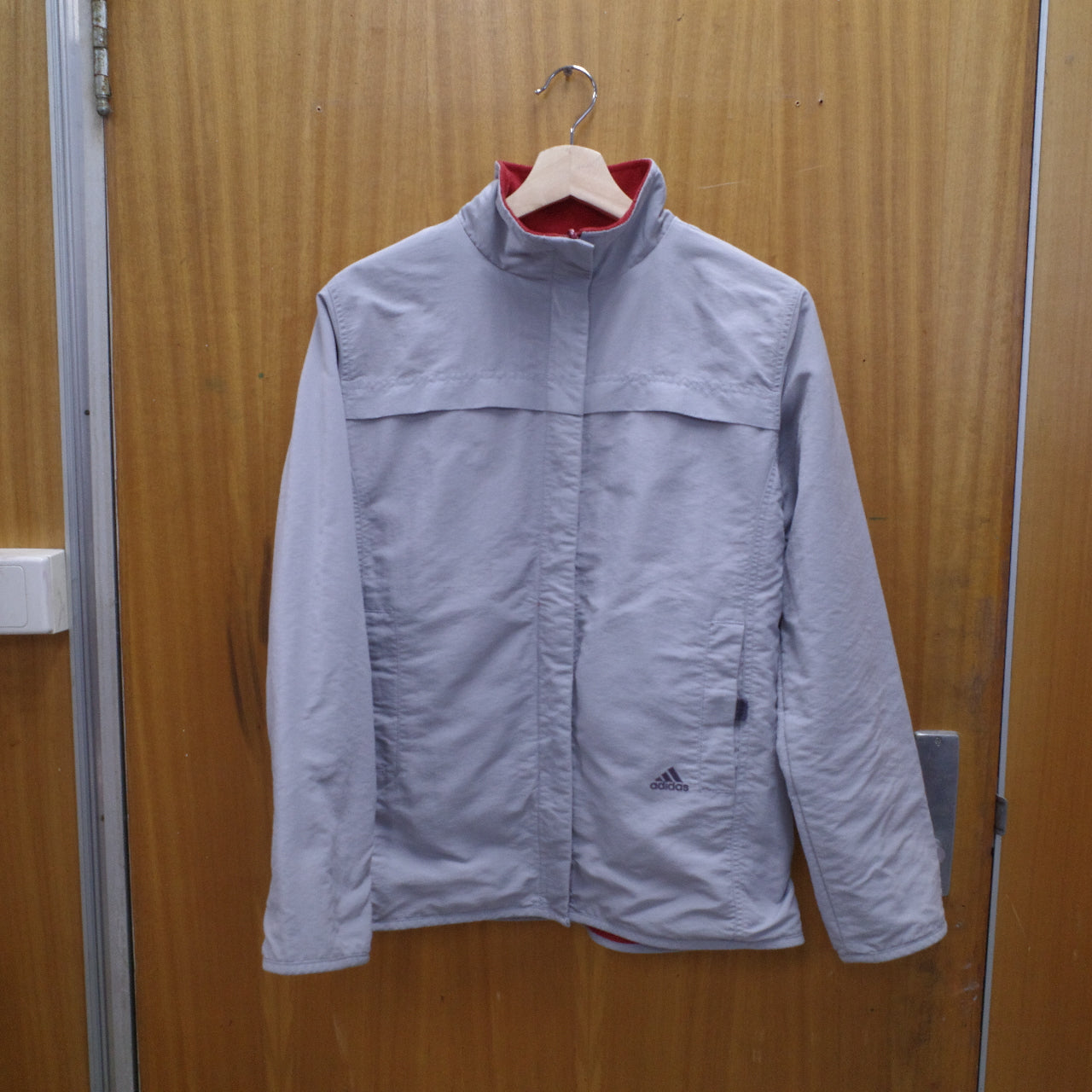 Adidas Reversible Vintage Fleece Nylon Jacket Grey Orange Women’s 10 Small