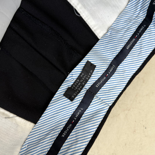 Tommy Hilfiger Mens 100% Wool Suit Pants Flat Front 36x29 Black Missing Button