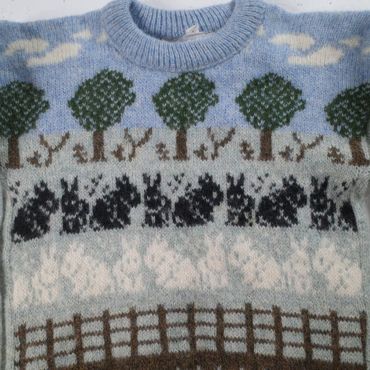 Moffat Woolens Pure Wool Made In United Kingdom Rabbit Farm Sweater Childrens Small