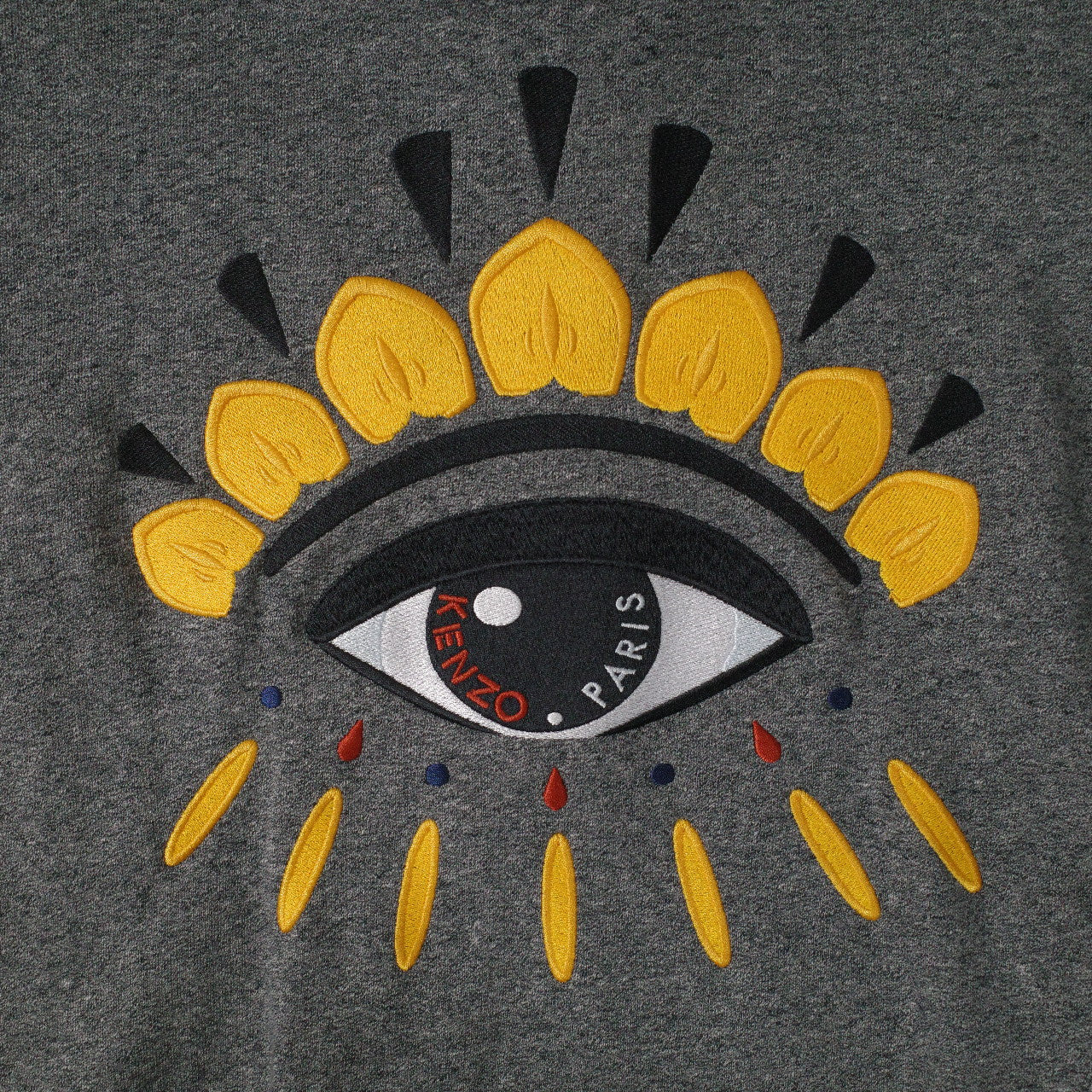 Kenzo Paris Embroidered Eye Sweatshirt Gray Crew Neck Graphic Print Mens XL NWT