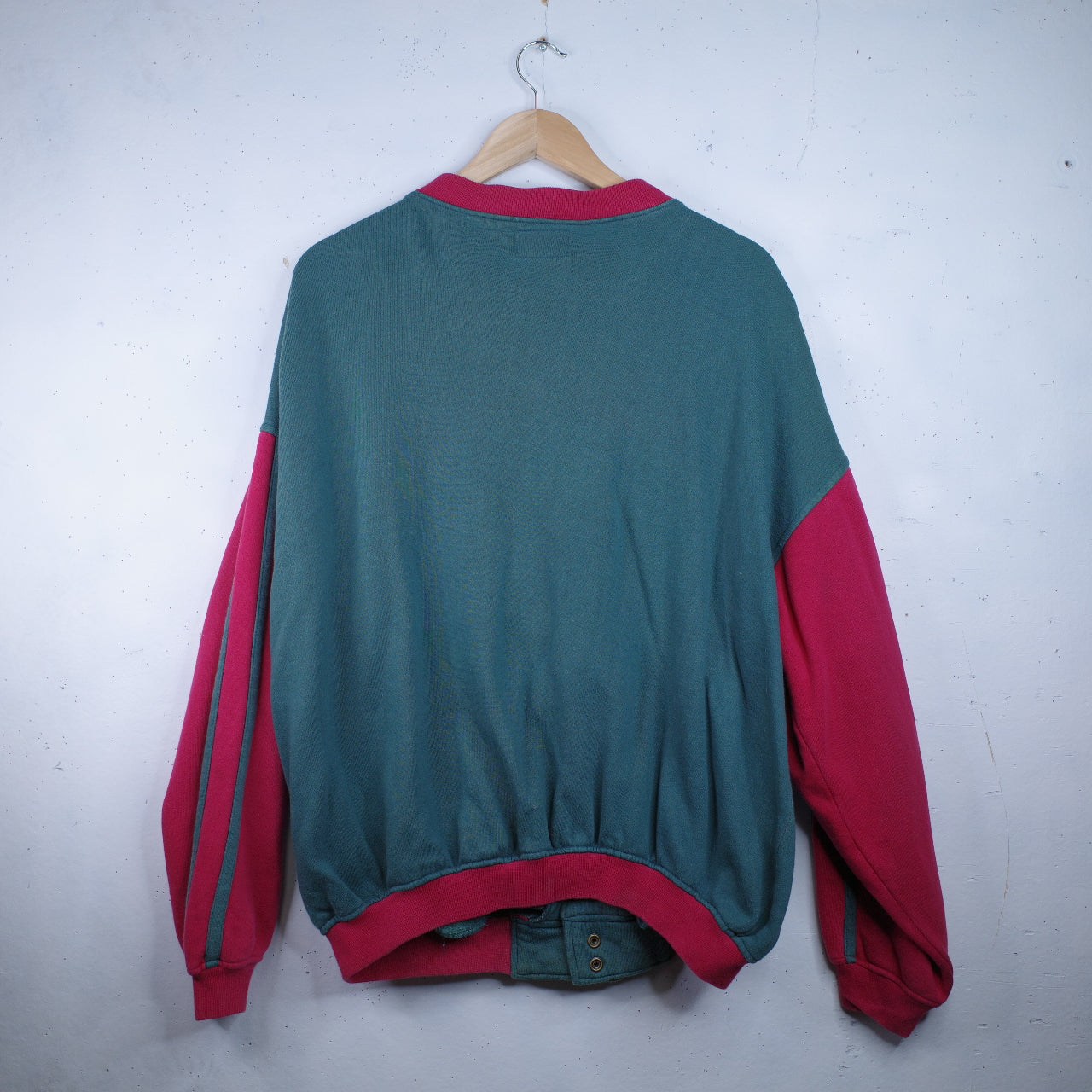 Striker Vintage Two Tone Faded Varsity Bomber Jacket Green Red Men's Large