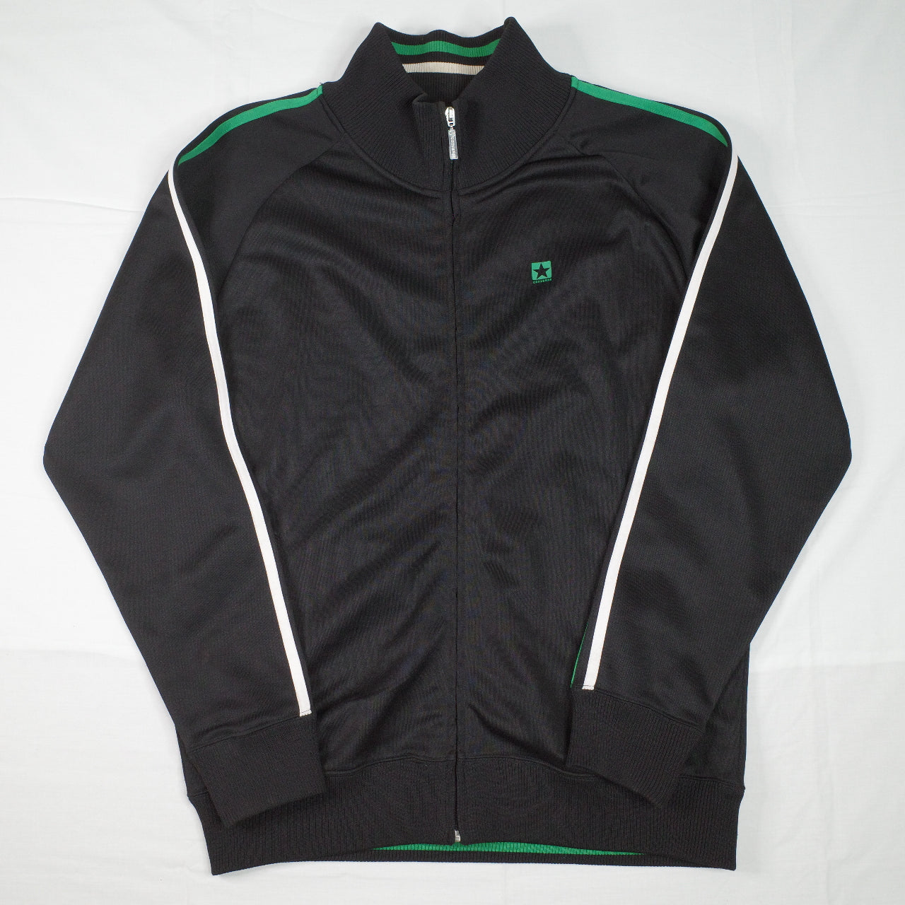 Vintage Converse Black Green Embroidered Spell Out Track Full Zip Jacket Mens XL