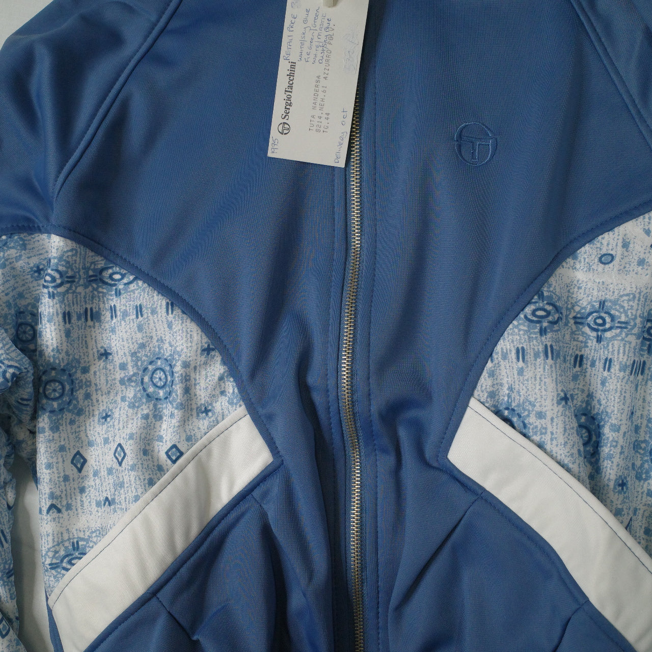 Vintage Sergio Tacchini Sample Promo Light Blue Track Set Jacket Pants Italy Made Womens Small NWT rare