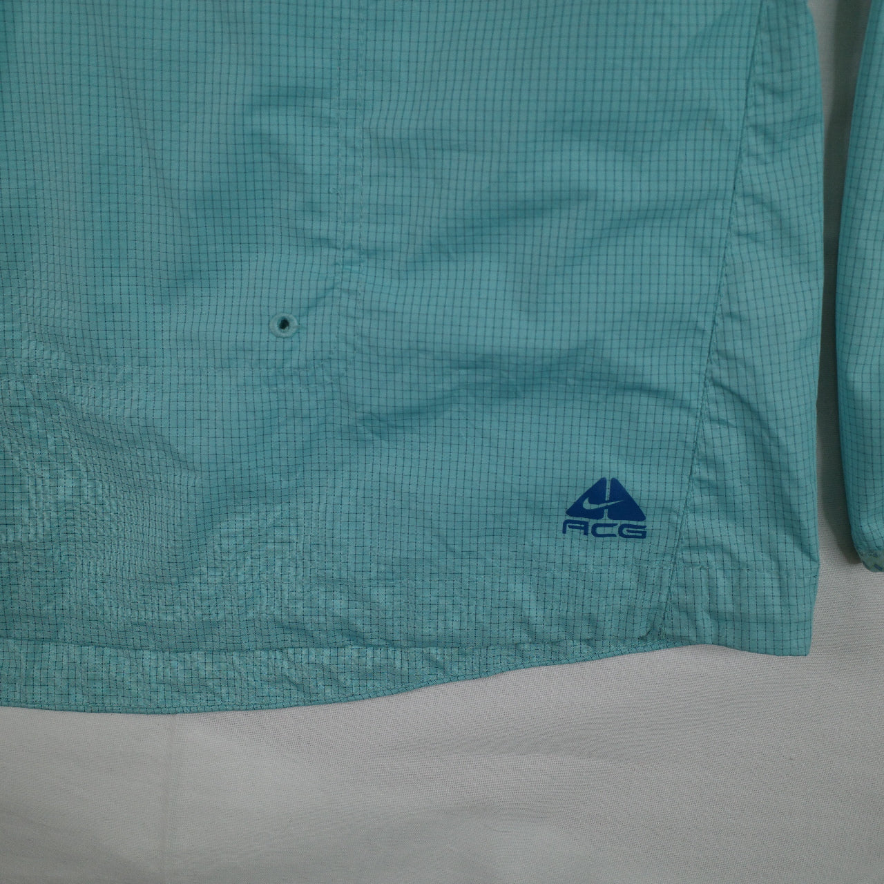Nike ACG Grid Rip Stop Teal Kangaroo Half Zip Hooded Jacket Mens Medium