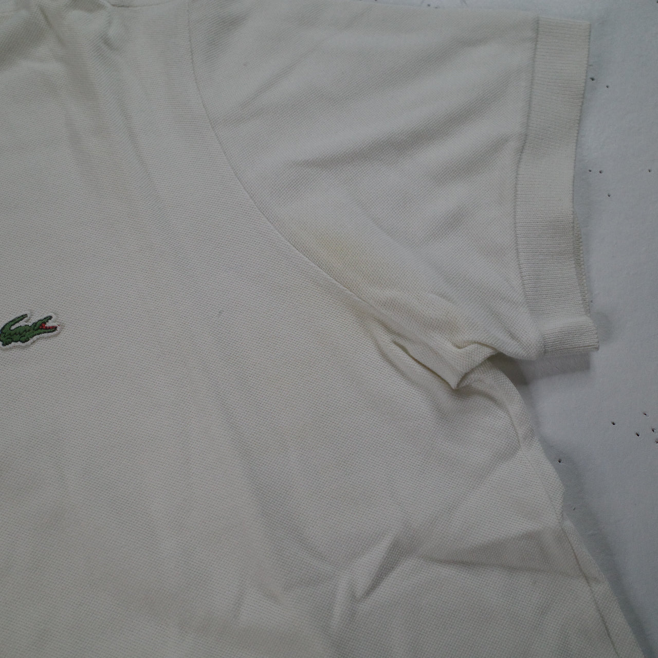 Vintage Lacoste Polo Shirt White Short Sleeve Mens Size 5 Large