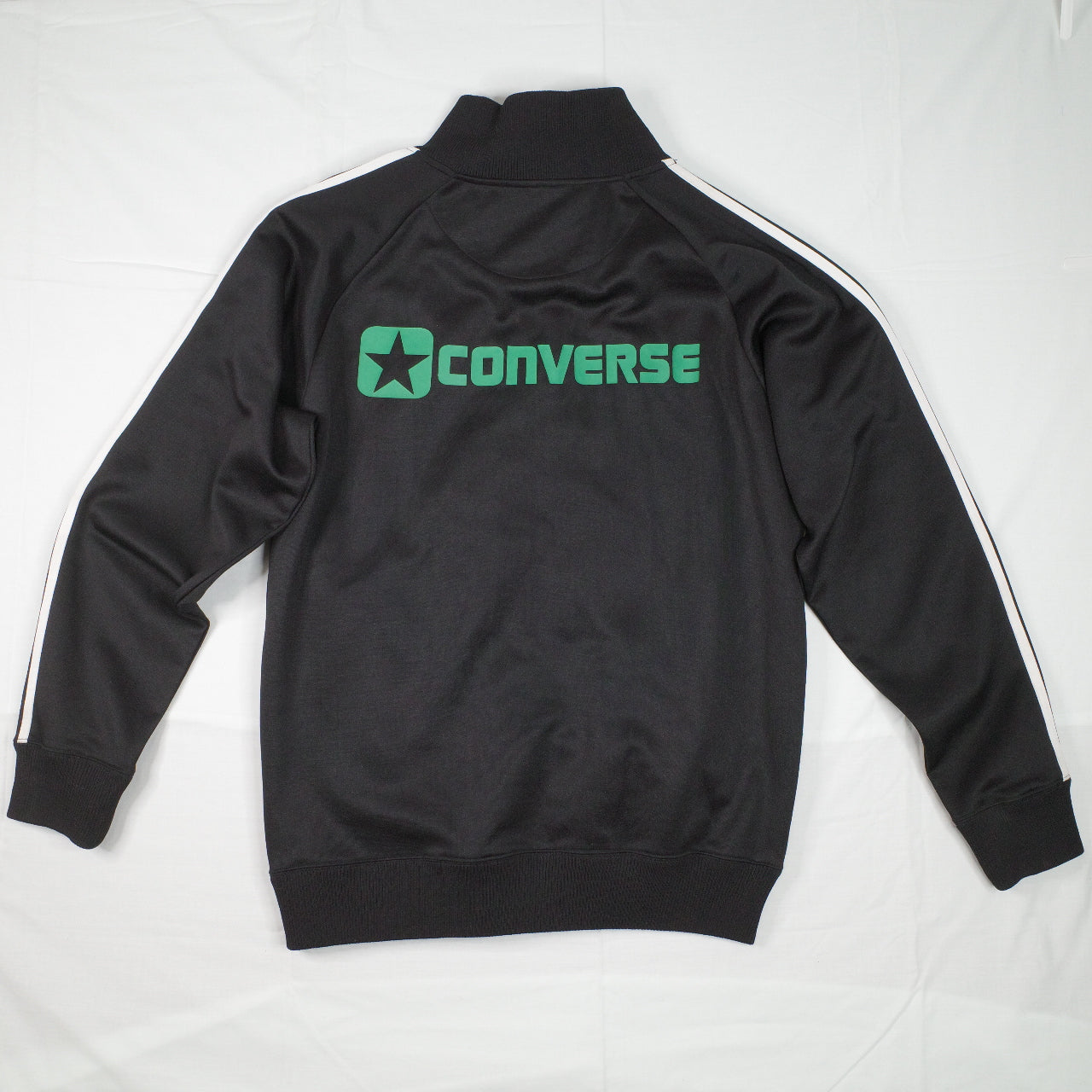Vintage Converse Black Green Embroidered Spell Out Track Full Zip Jacket Mens XL