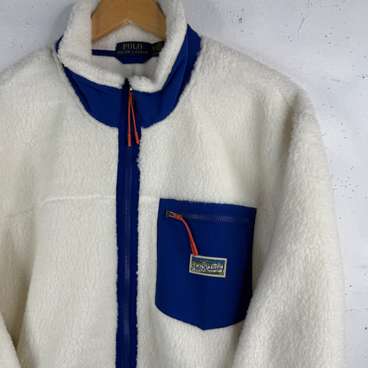 Polo Ralph Lauren RL Co White Fleece Zip Up Jacket Mens XL NWT
