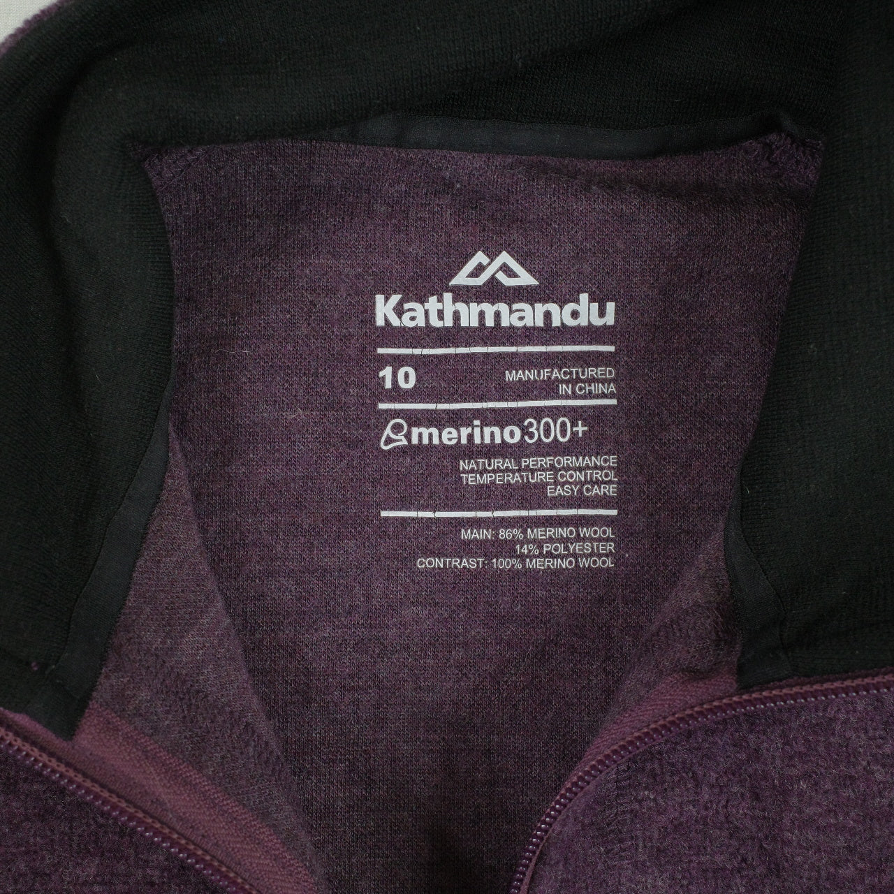 Kathmandu Merino 300+ Fleece Jacket Zip Up Hooded Womens 10