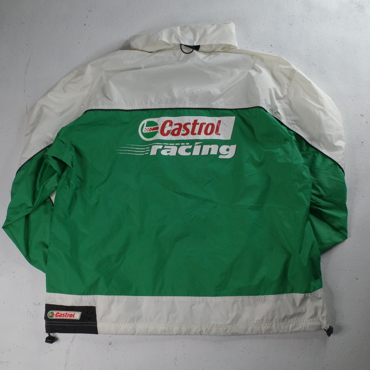 Vintage Castrol Racing Jacket Full Zip Green White Mens XL