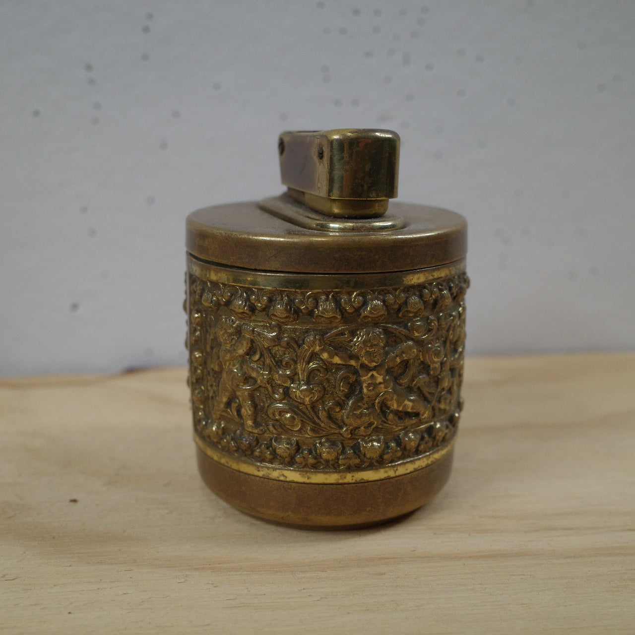 Erhard Table Lighter 1960's Cherub Brass Unrestored