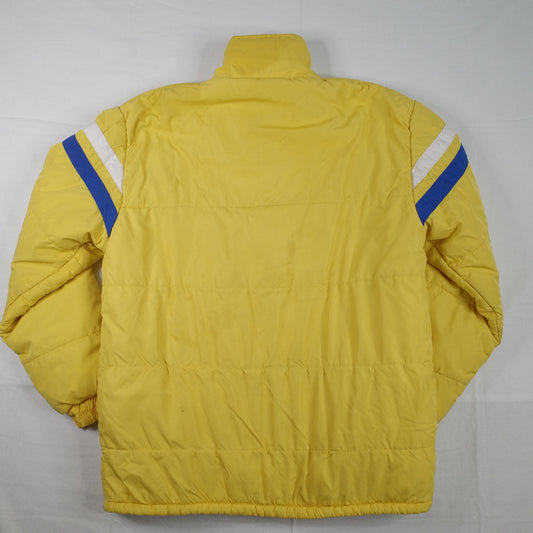 Vintage Nautica Puffer Fleece Lined Yellow Down Jacket Mens Large