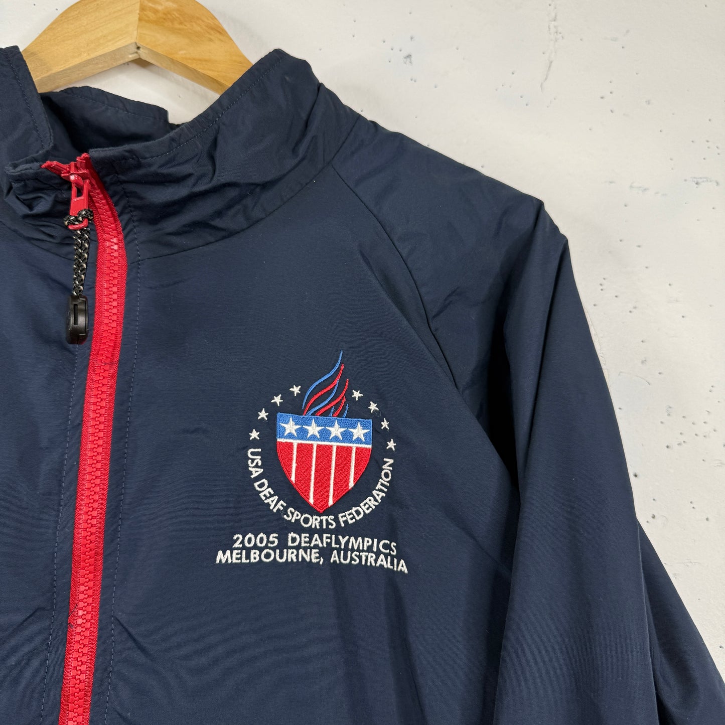 USA Deaf Sports Federation 2005 Melbourne Track Jacket Made In USA Mens XL