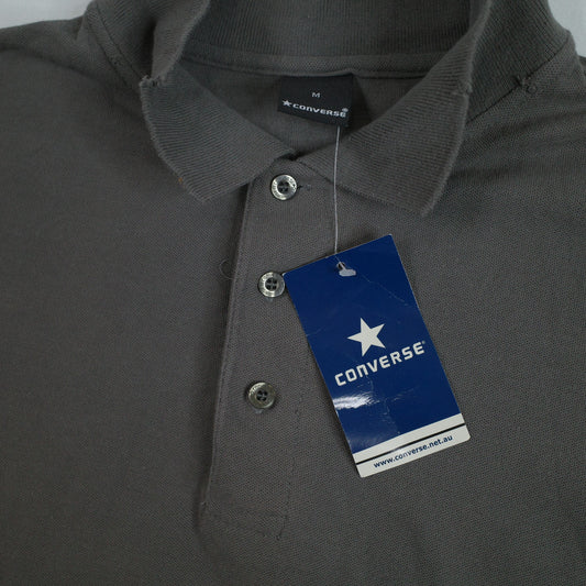 Vintage Converse Distressed Dark Grey Mens Short Sleeve Polo Medium New