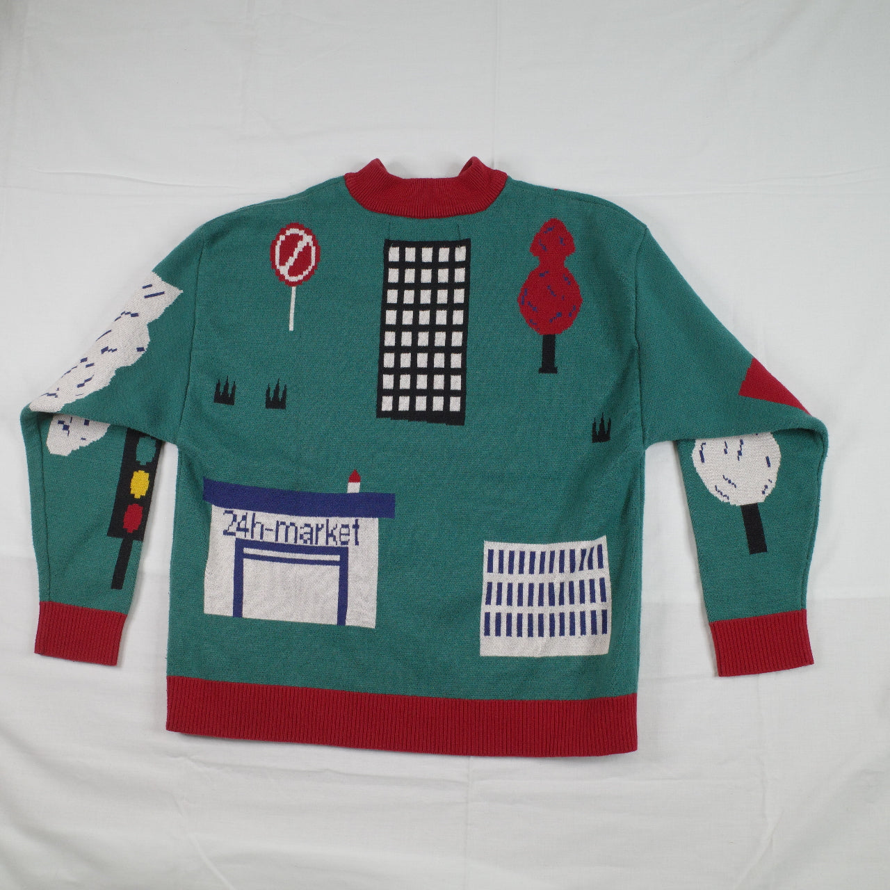 Tyakasha 24 Hour Mart Front Back Knit Sweater Mens Medium