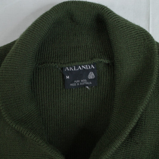 Aklanda 100% Wool Shawl Collar Cardigan Sweater Mens Medium