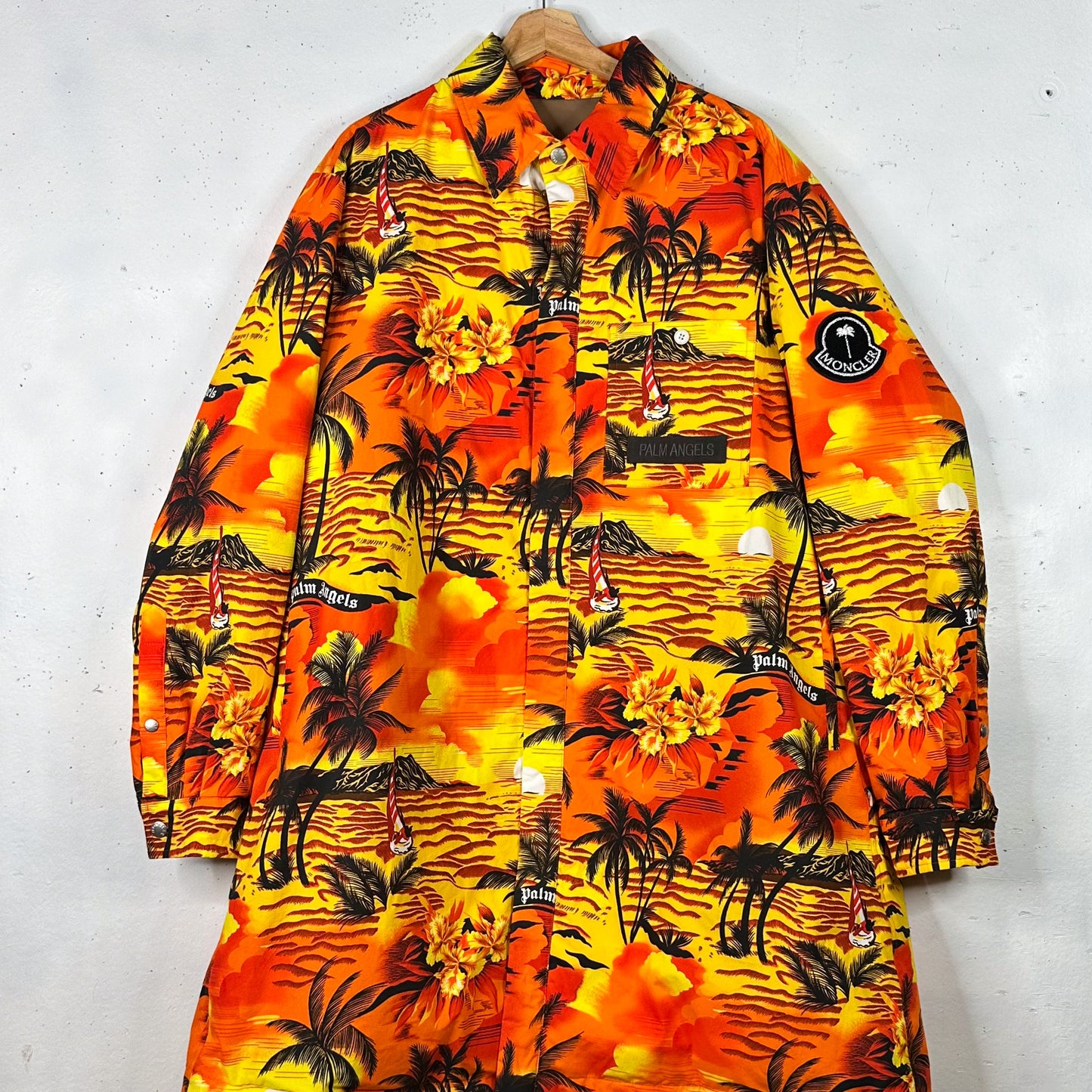 Moncler Genius 8 Palm Angels Down Coat Printed Organic Cotton Mens Large