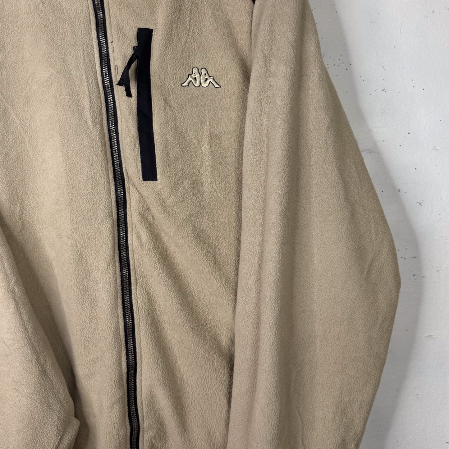 Vintage Kappa Reversible Jacket Black Cream Fleece Nylon Mens XL