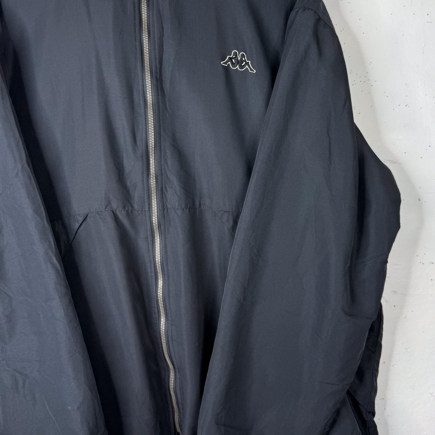 Vintage Kappa Reversible Jacket Black Cream Fleece Nylon Mens XL