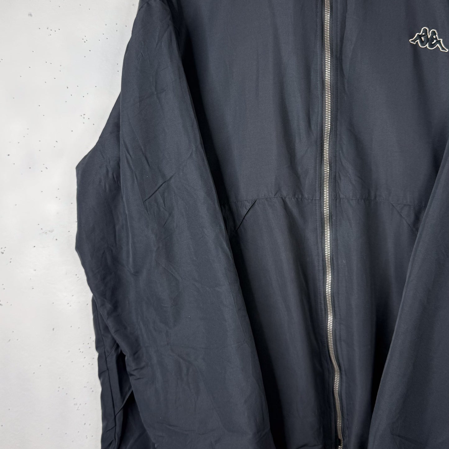 Vintage Kappa Reversible Jacket Black Cream Fleece Nylon Mens XL
