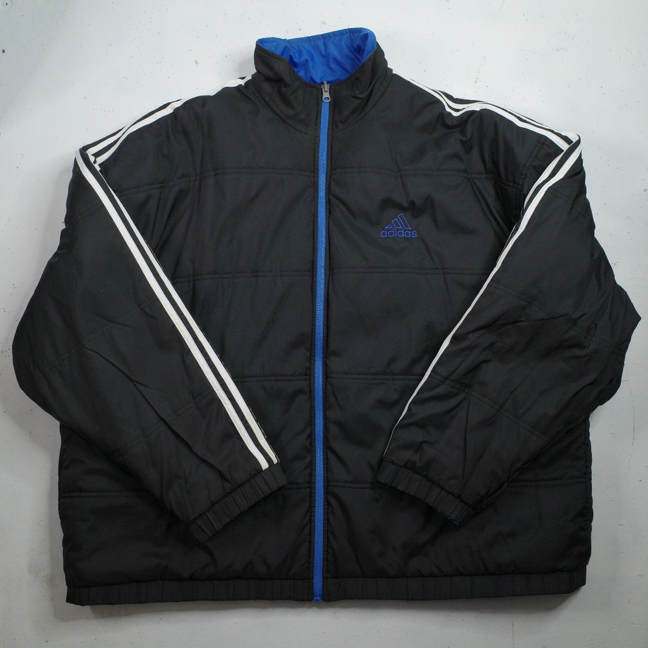 Vintage Adidas Puffer Jacket Size XL Blue Black Reversible 90s Y2K