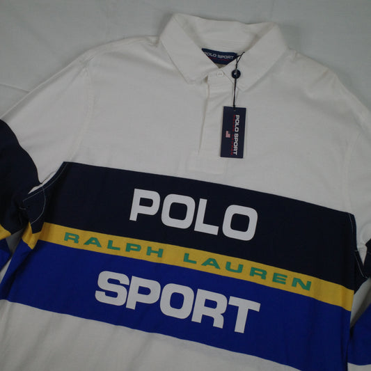 Polo Sport Ralph Lauren Spell Out White Rugby Polo Long Sleeve Mens XXL NWT