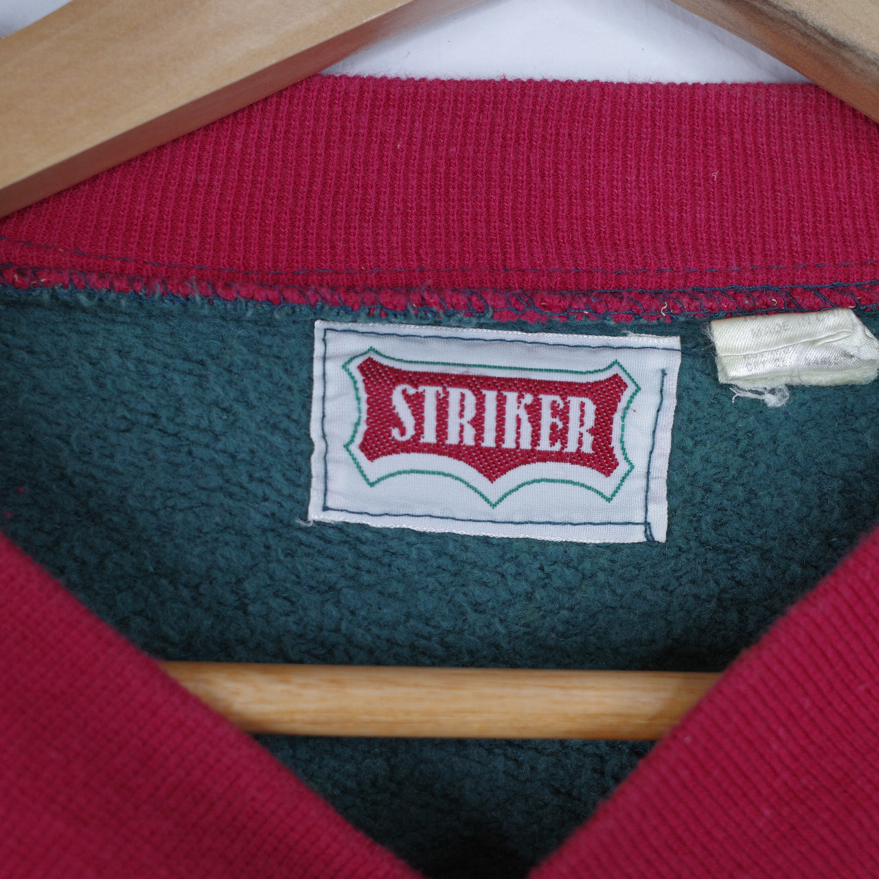 Striker Vintage Two Tone Faded Varsity Bomber Jacket Green Red Men's Large