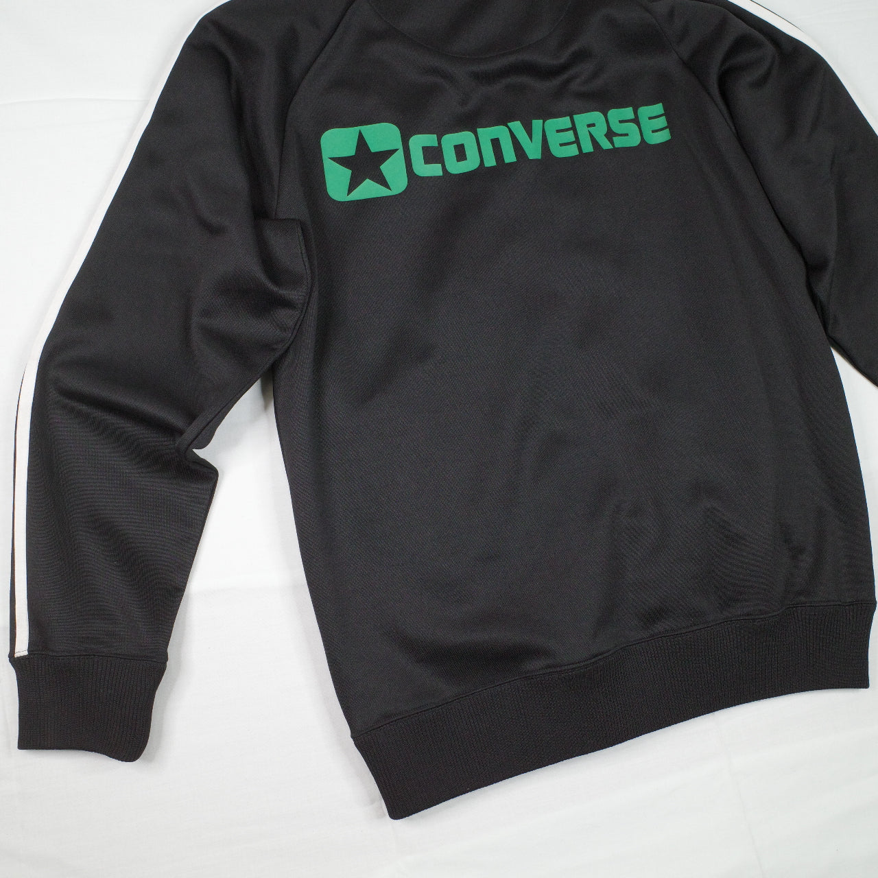 Vintage Converse Black Green Embroidered Spell Out Track Full Zip Jacket Mens XL