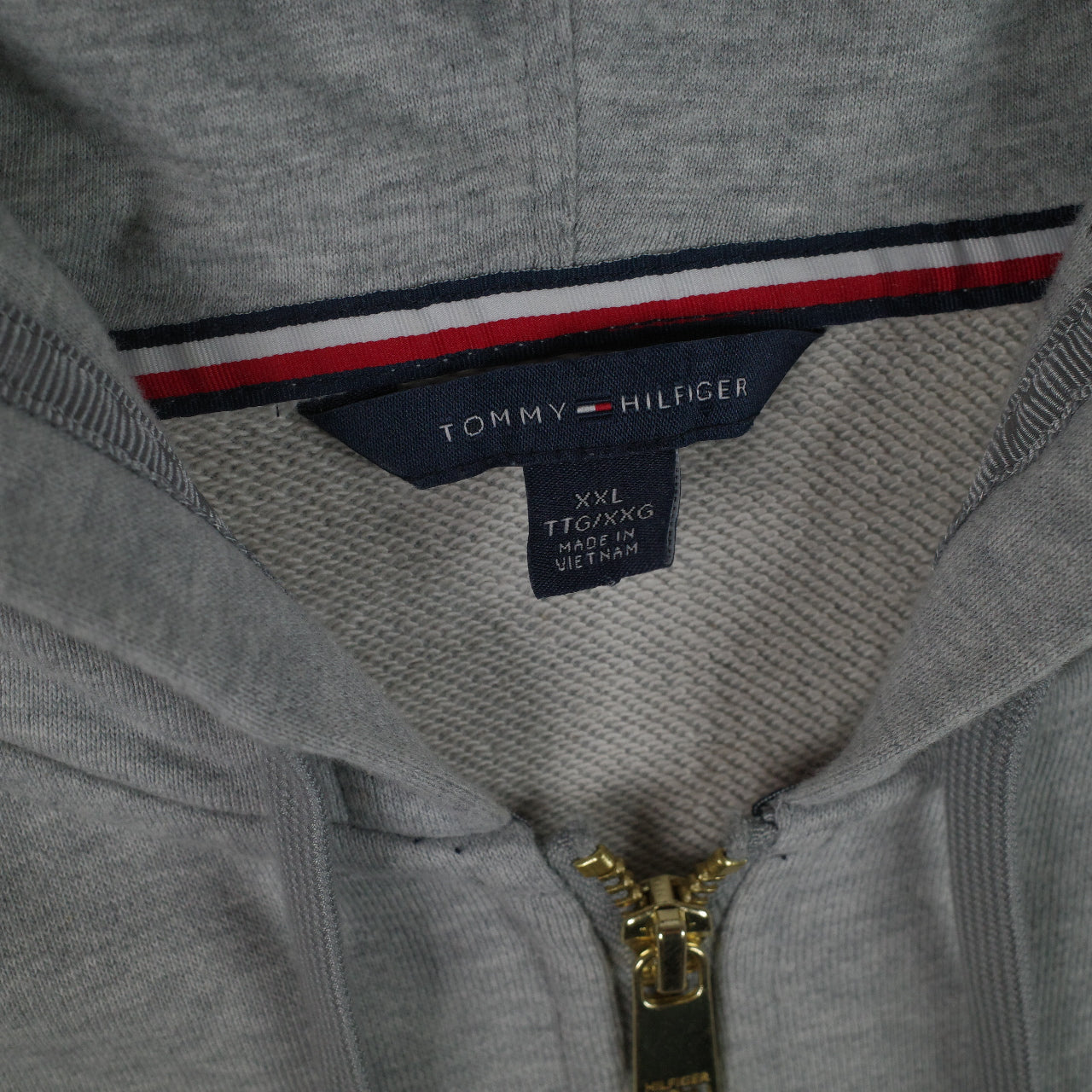 Tommy Hilfiger Grey Zip Up Hoodie Cotton Men's XXL