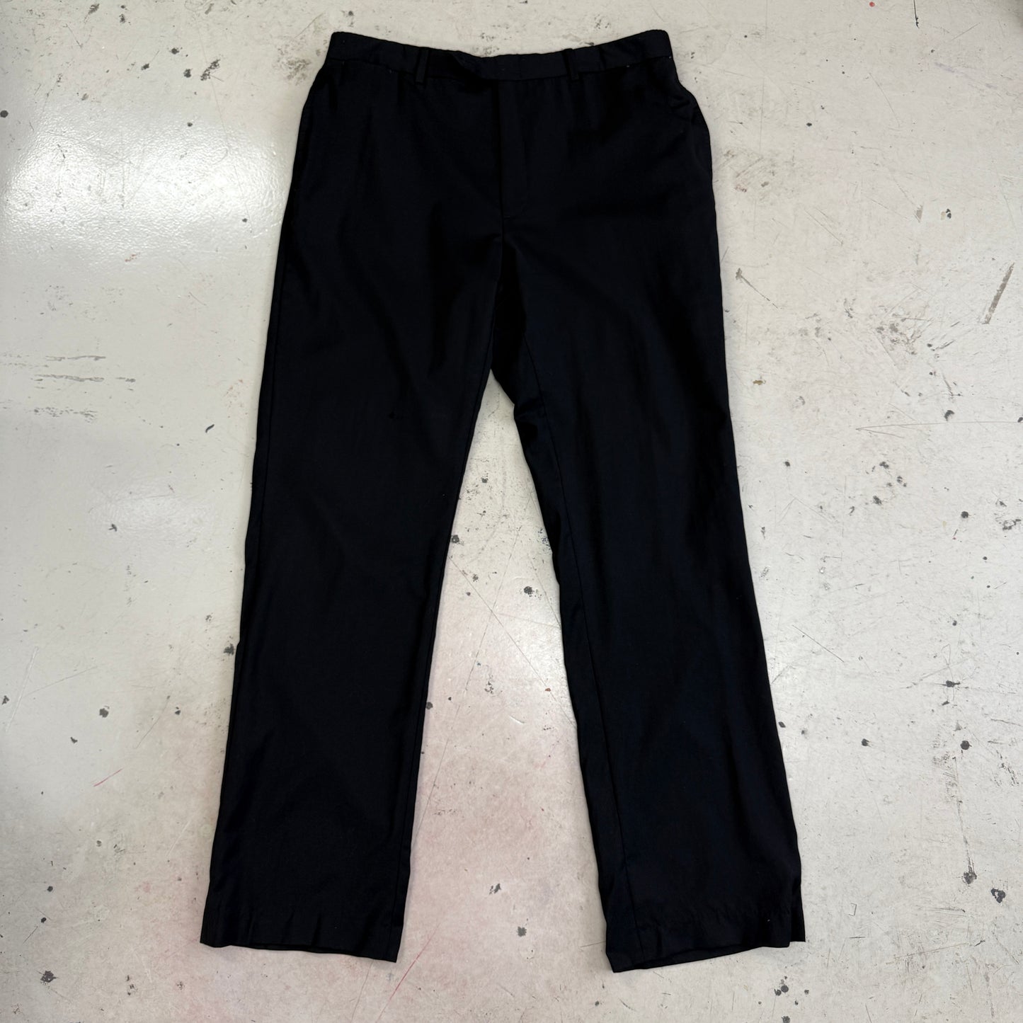 Tommy Hilfiger Mens 100% Wool Suit Pants Flat Front 36x38 Black Missing Button