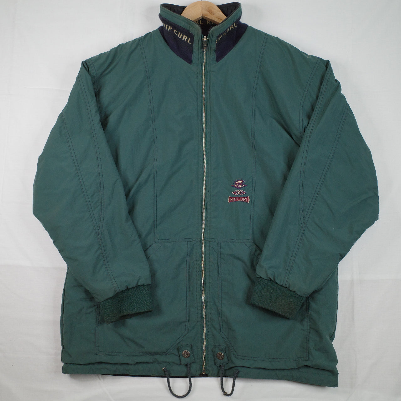 Vintage Ripcurl Green Navy 'The Search' Reversible Jacket 90's Size L Zip Up Jacket Mens Large