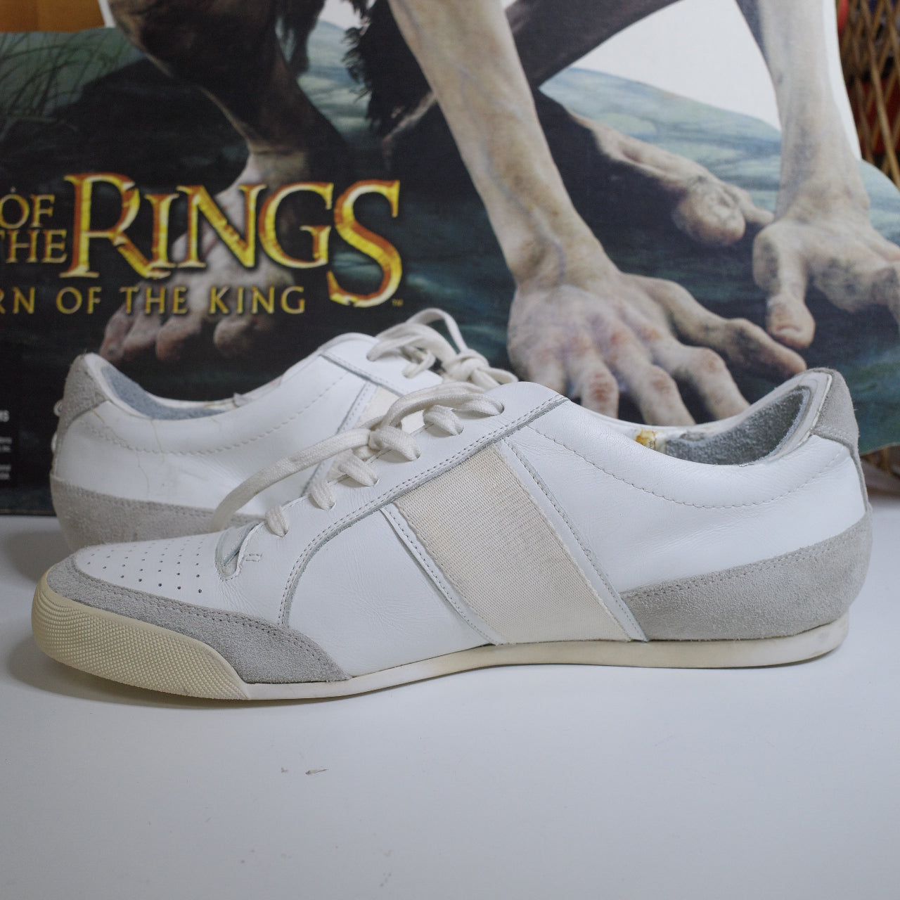 Burberry Suede Leather White/Grey Trainers EU 44 US11