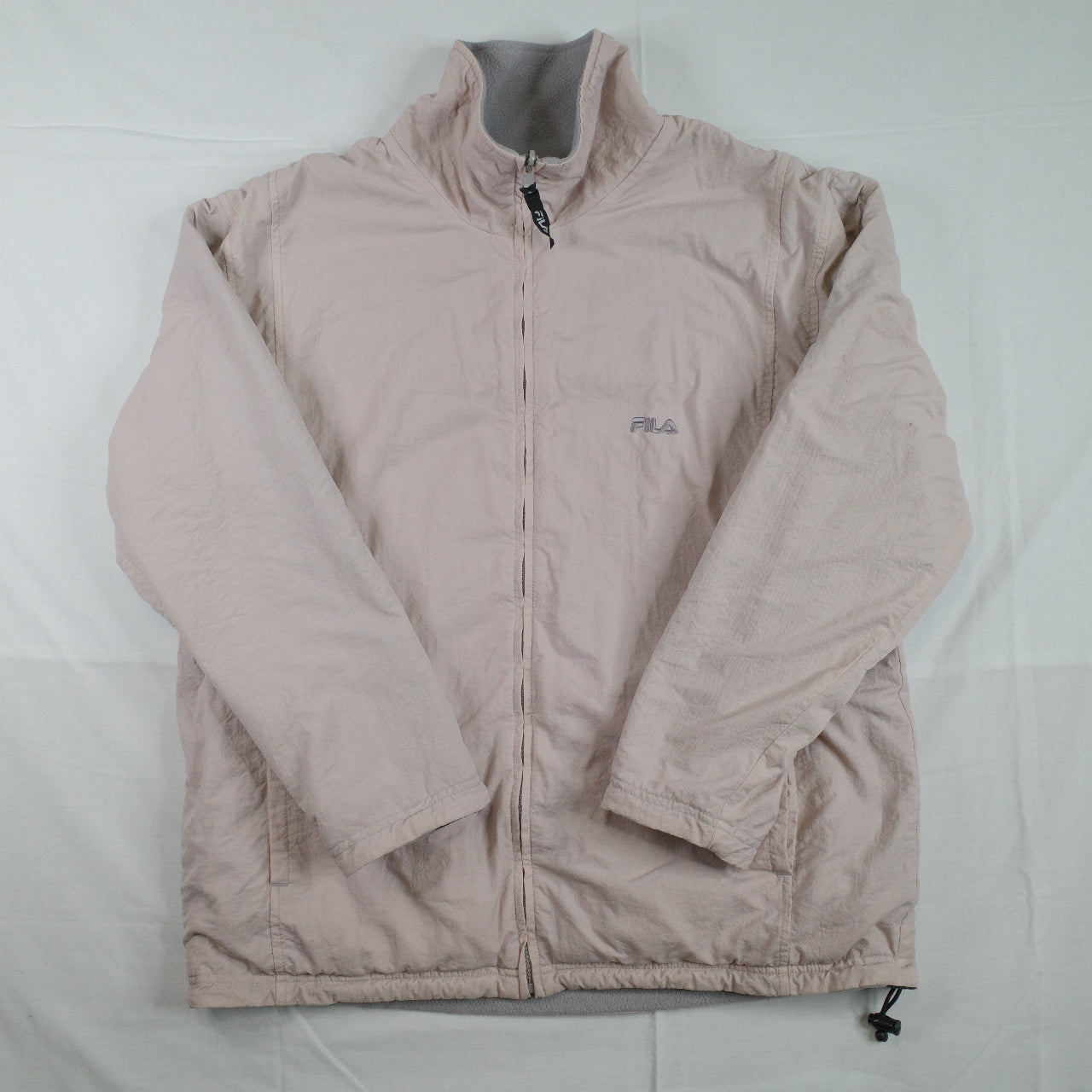 Fila Reversible Fleece Nylon Grey Faded Pink Jacket Mens Medium