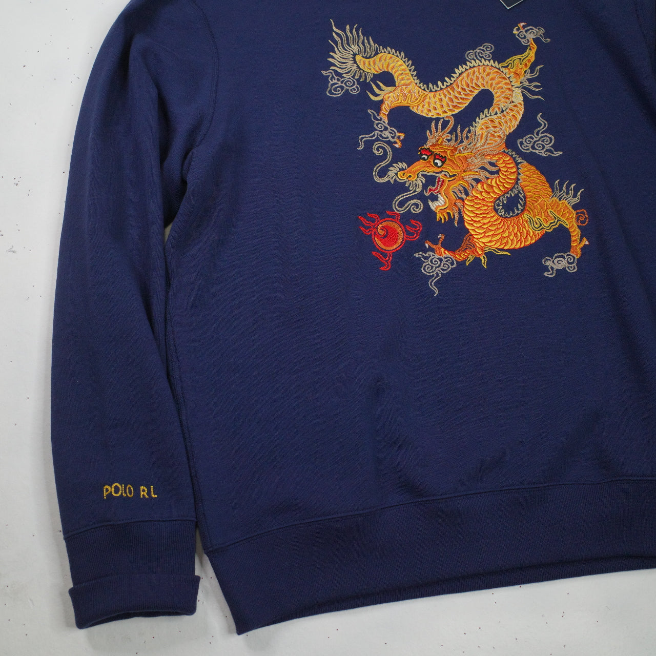 Polo Ralph Lauren Chinese New Year Dragon Navy Embroidered Sweater Crewneck Mens XL NWT