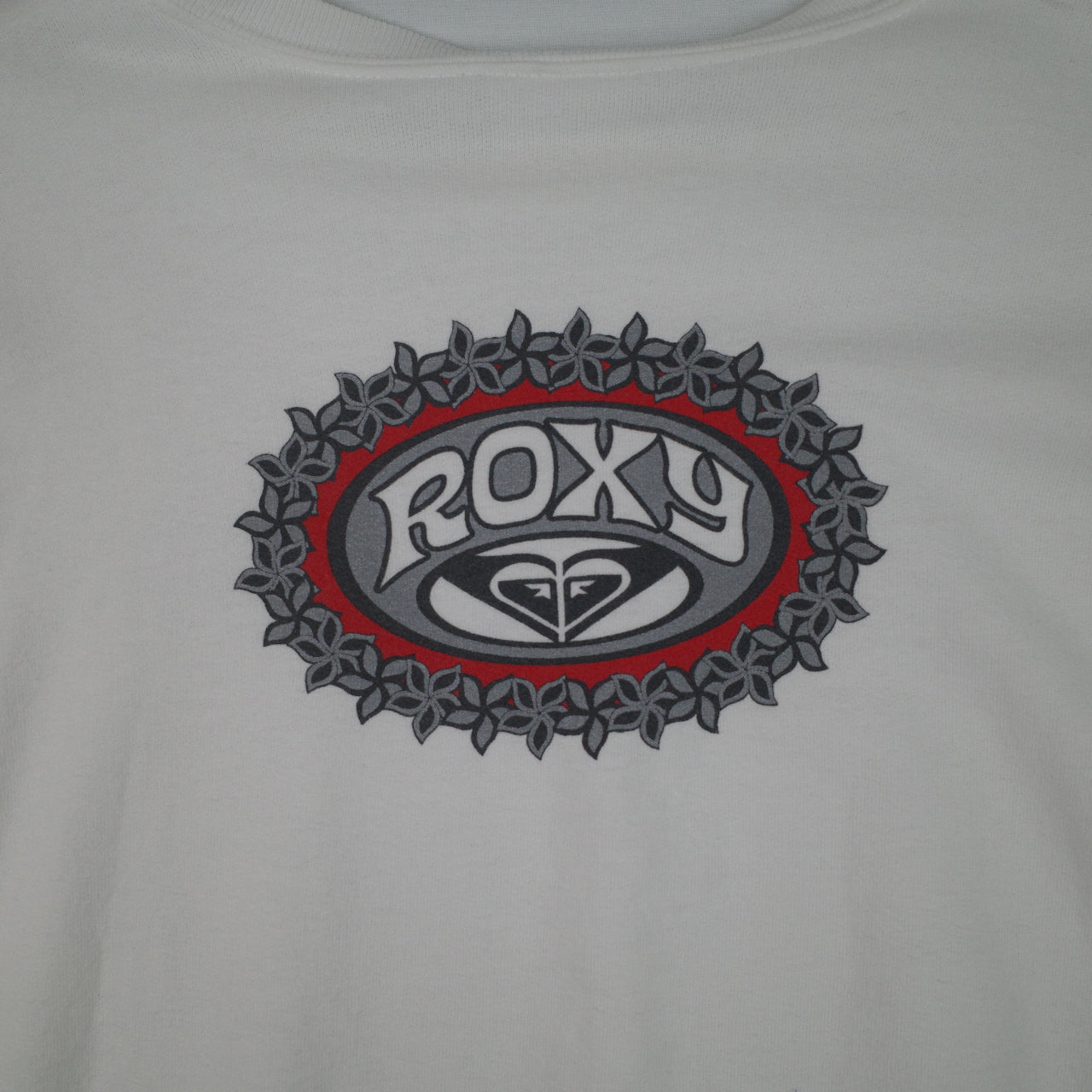 Roxy White Back Print Vintage Pullover Crewneck Womens Medium