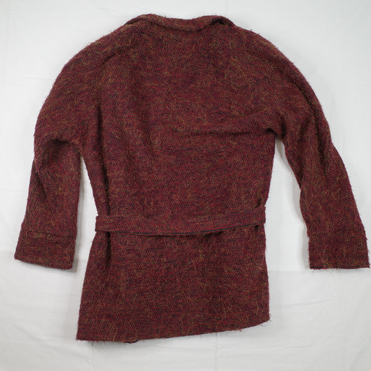 Vintage 70's Chambray Boule Red Glitter Wool Jacket Coat Sz 16 L Made in Great Britain VGC