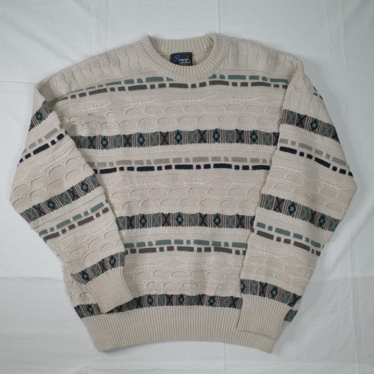 Rapp Knitwear Coogi Inspired Crewneck Australia Made Mens Medium