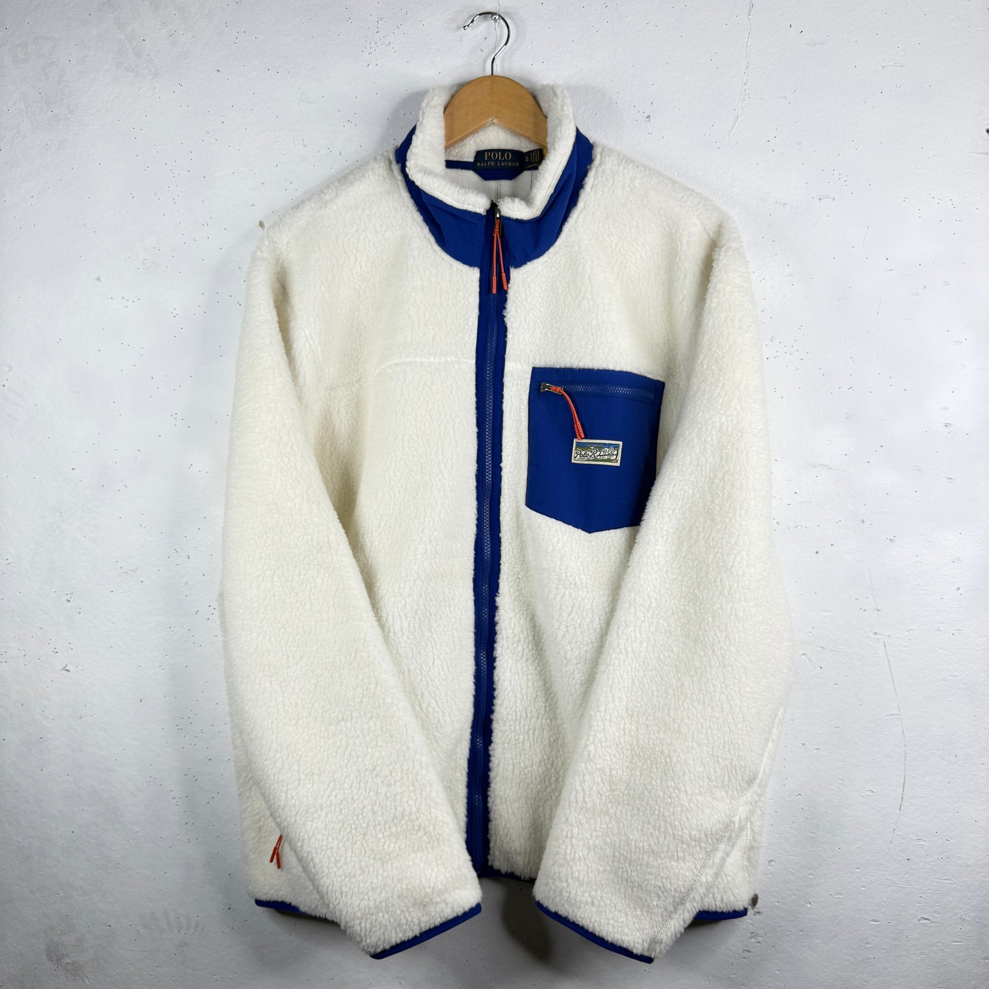 Polo Ralph Lauren RL Co White Fleece Zip Up Jacket Mens XL NWT