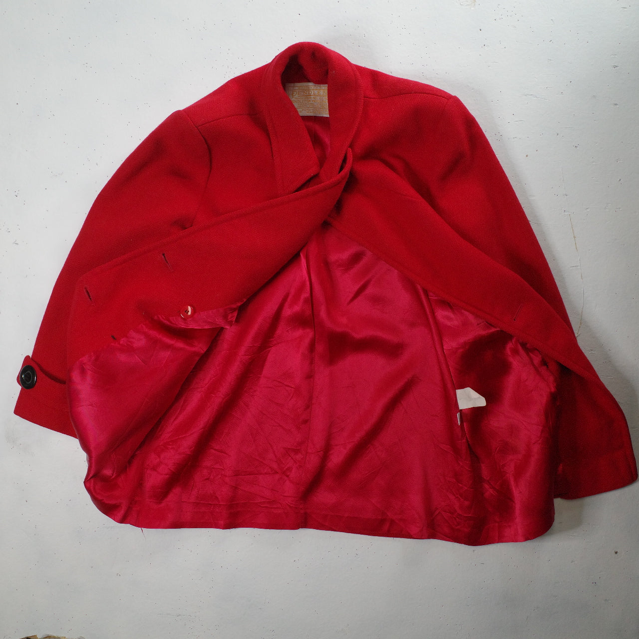 Pendleton Double Breasted 1970's Pea Long Wool Red Coat Women's 8 USA Made