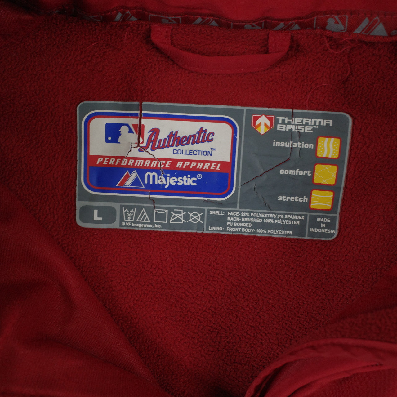 Houston Astros Jacket Mens Large Red Black MLB Baseball Majestic Full Zip Script