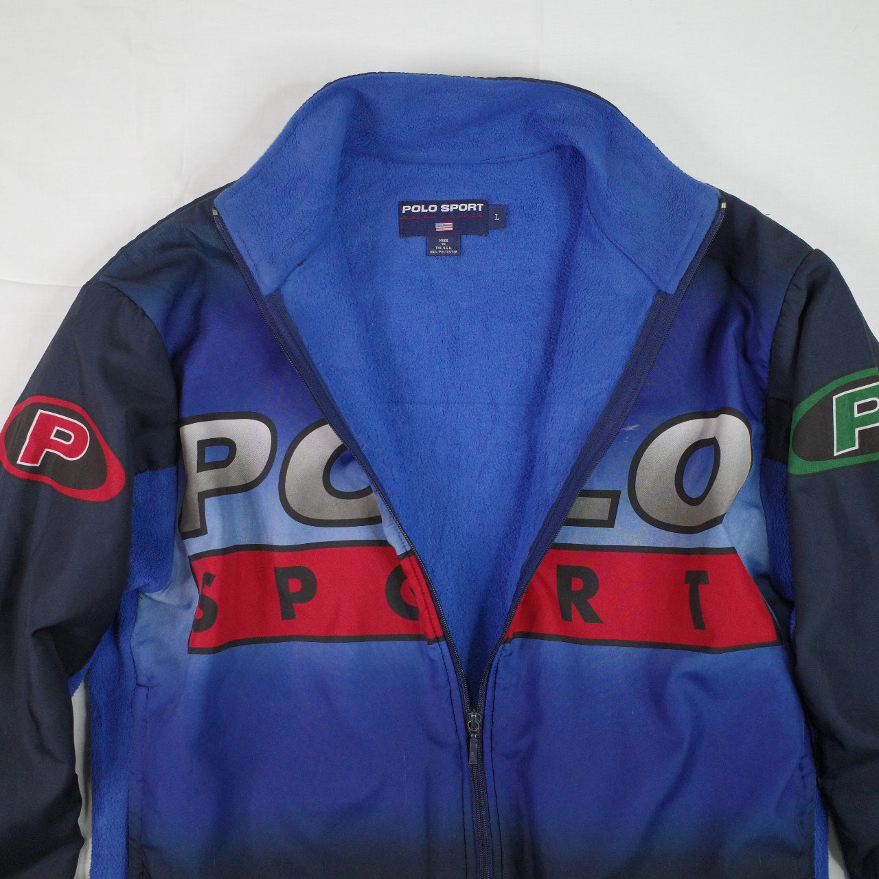 Vintage Polo Sport Ralph Lauren Pepsi Cycling Jacket Fleece Lined RARE Mens Medium