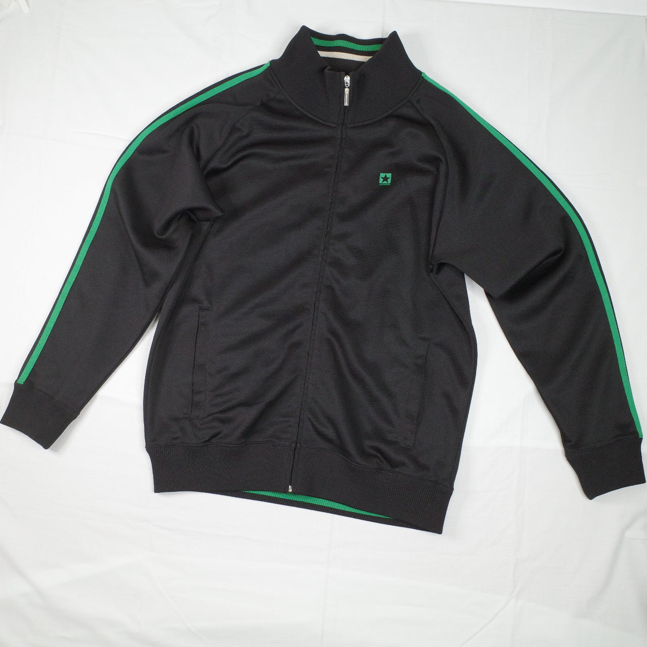 Vintage Converse Black Green Embroidered Spell Out Track Full Zip Jacket Mens XL