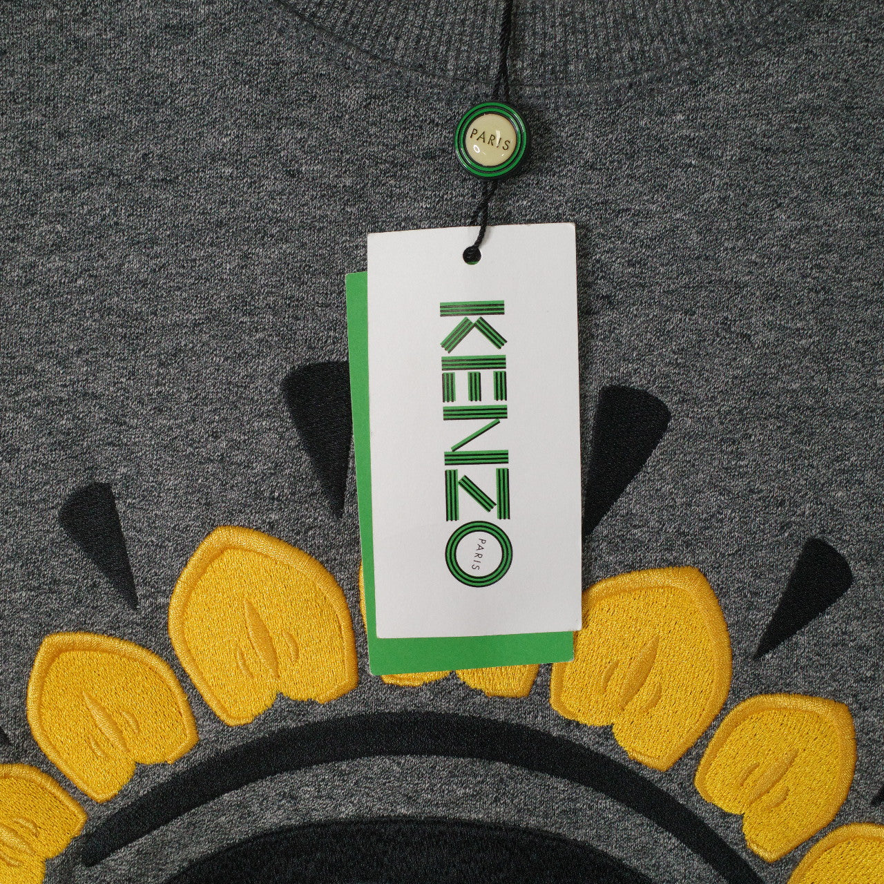 Kenzo Paris Embroidered Eye Sweatshirt Gray Crew Neck Graphic Print Mens XL NWT