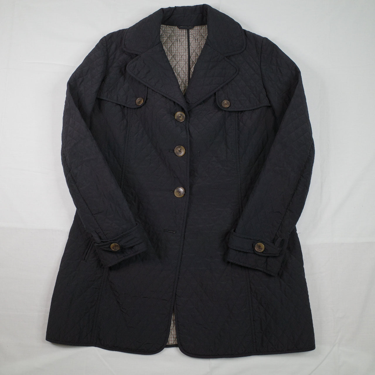 Max Mara Vintage Quilted Black Jacket Missing Buttoms Size 14