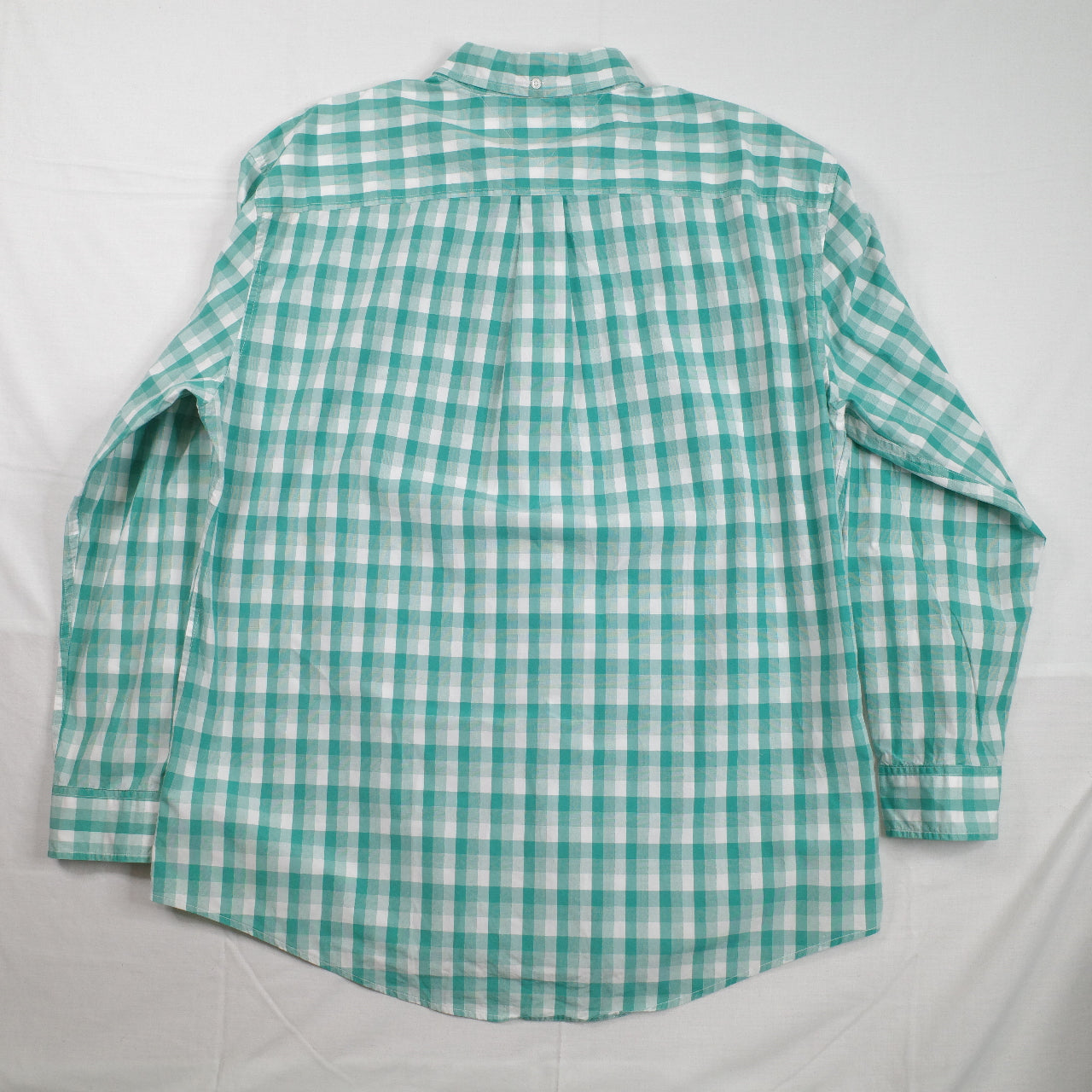 Tommy Hilfiger Button Up Shirt Mens Large Green Grid 80s 2-Ply Fabric Casual