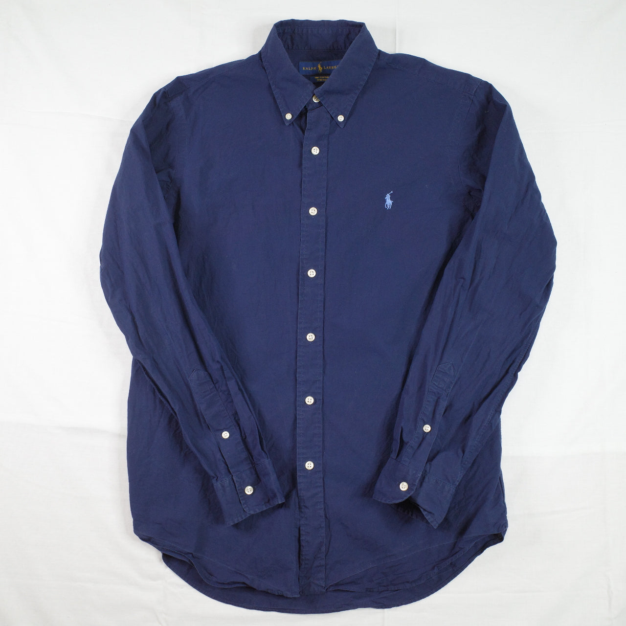 Ralph Lauren Shirt Mens Medium Blue Button Down Slim Fit Stretch Oxford