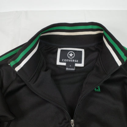 Vintage Converse Black Green Embroidered Spell Out Track Full Zip Jacket Mens XL