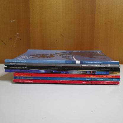 Lot of 7 Melbourne Australian Grand Prix Programs 1996 1997 1998 2000 2001 2002