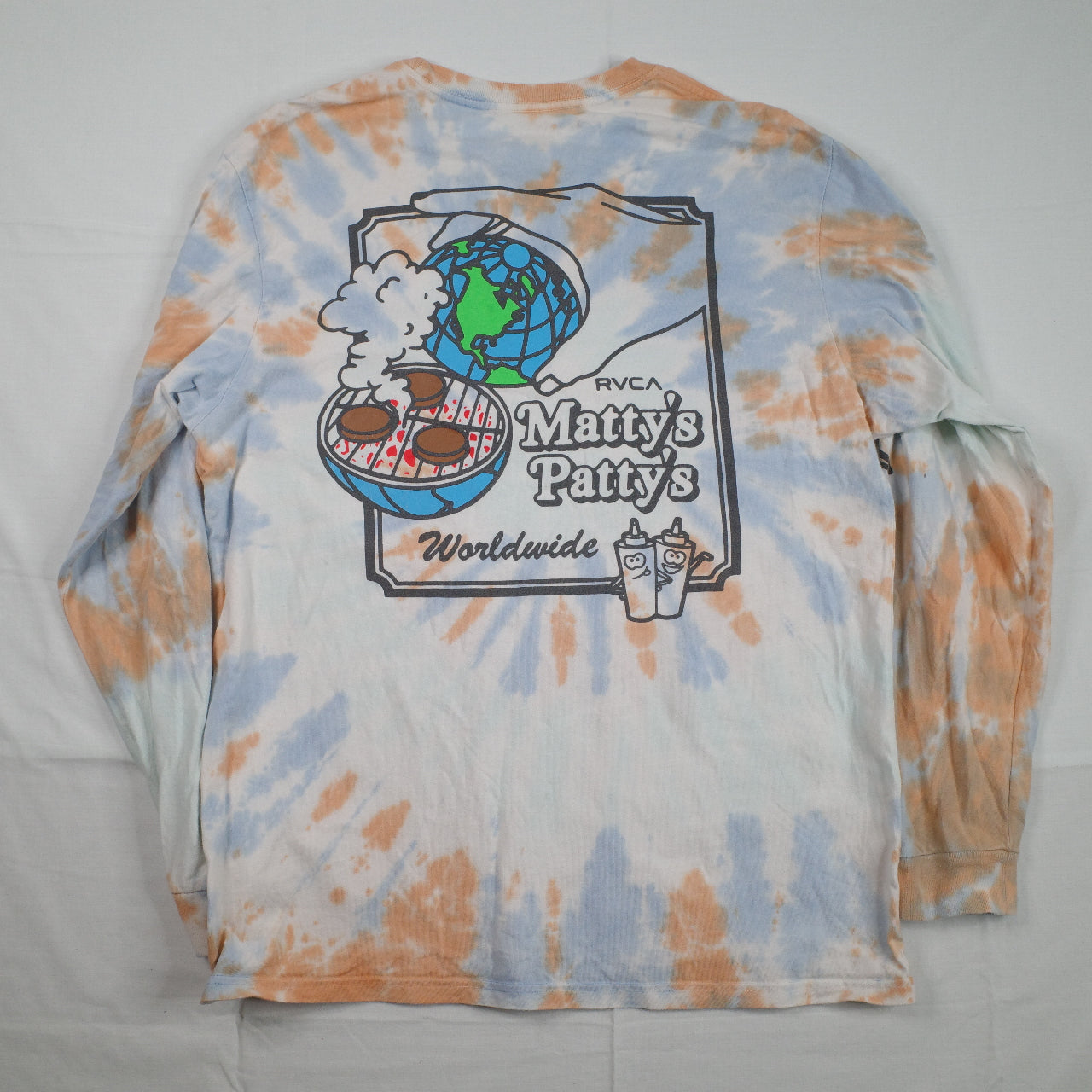 RVCA Matty's Patty's BBQ Tie Die Long Sleeve T Shirt Matty Mattherson XL