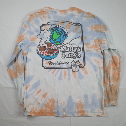 RVCA Matty's Patty's BBQ Tie Die Long Sleeve T Shirt Matty Mattherson XL