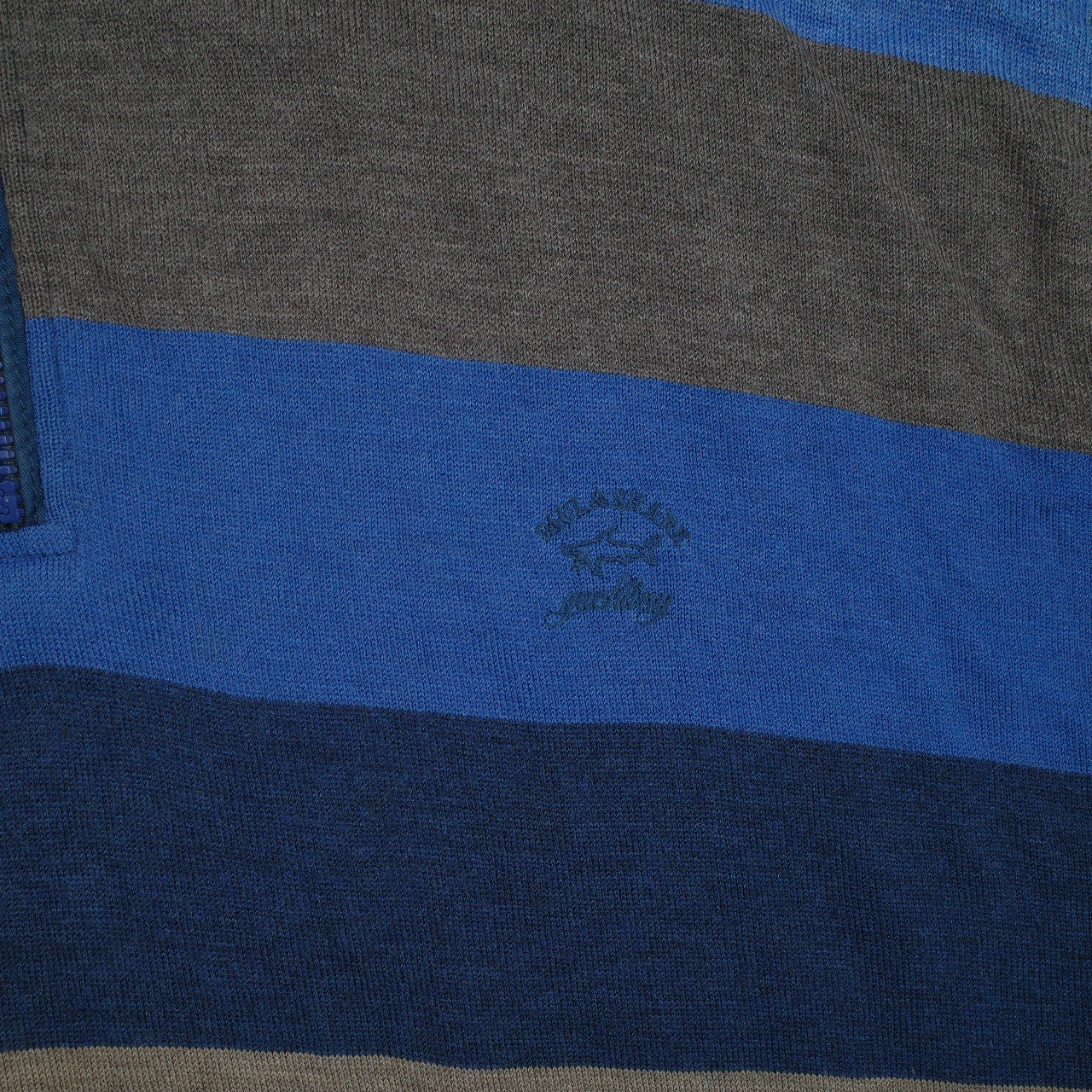 Paul & Shark Sweater Mens 6XL Blue Grey  Quarter Zip Competition Yachting Made in Italy